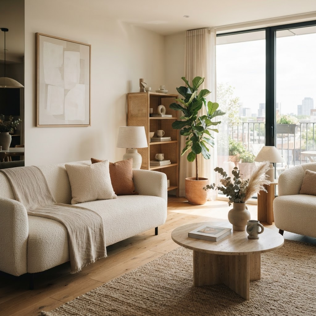 Sunlit, professionally managed short-let living room